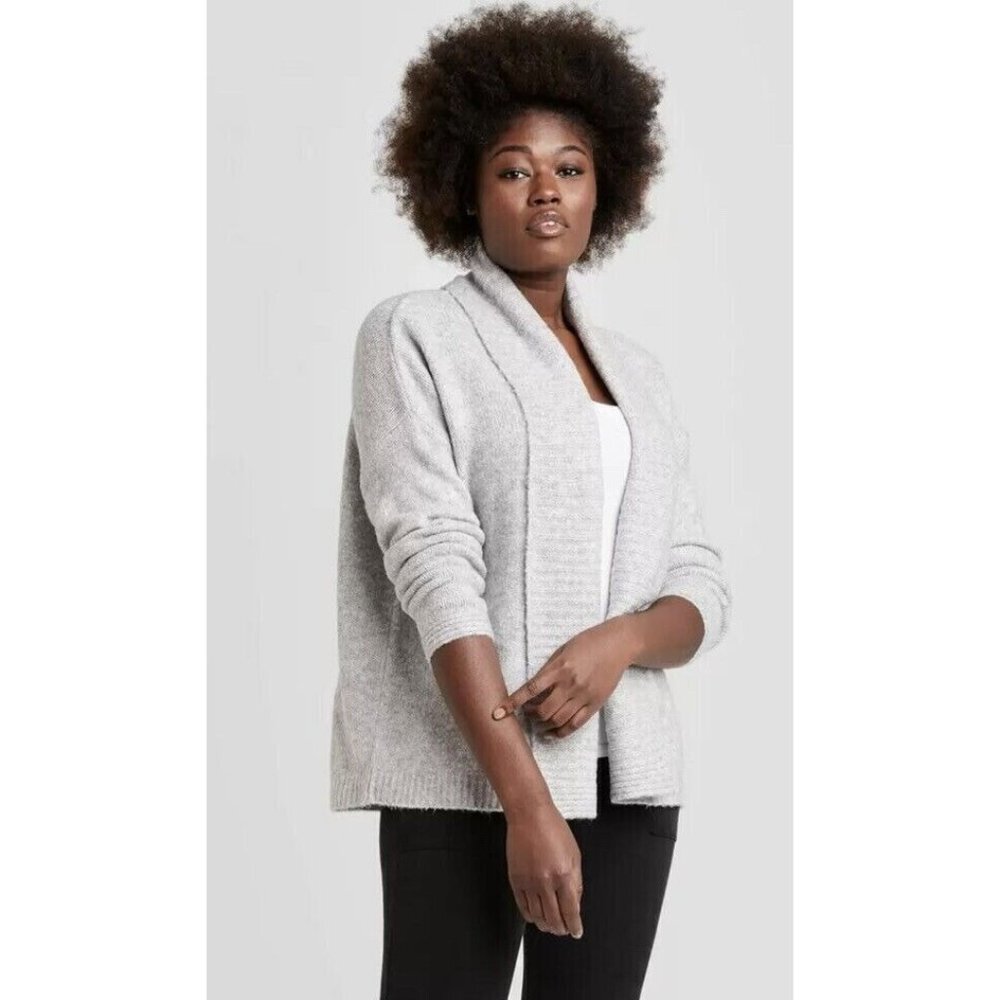 A New Day‎ Womens Gray Open-Front Shawl Collar Cardigan Sweater Size XL